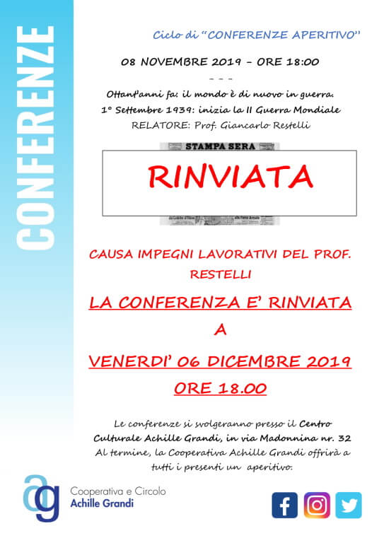 Conferenza 08 Novembre - Rinviata