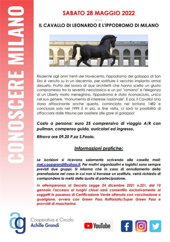 Conoscere Milano - Il cavallo di Leonardo e l'ippodromo di Milano - 2022