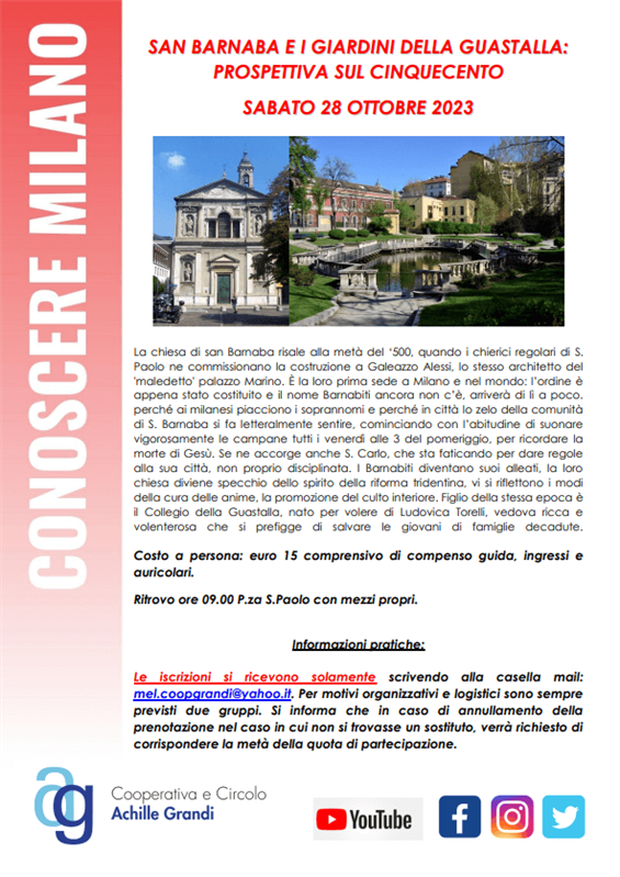 Conoscere Milano - San Barnaba e i giardini della Guastalla - Autunno 2023